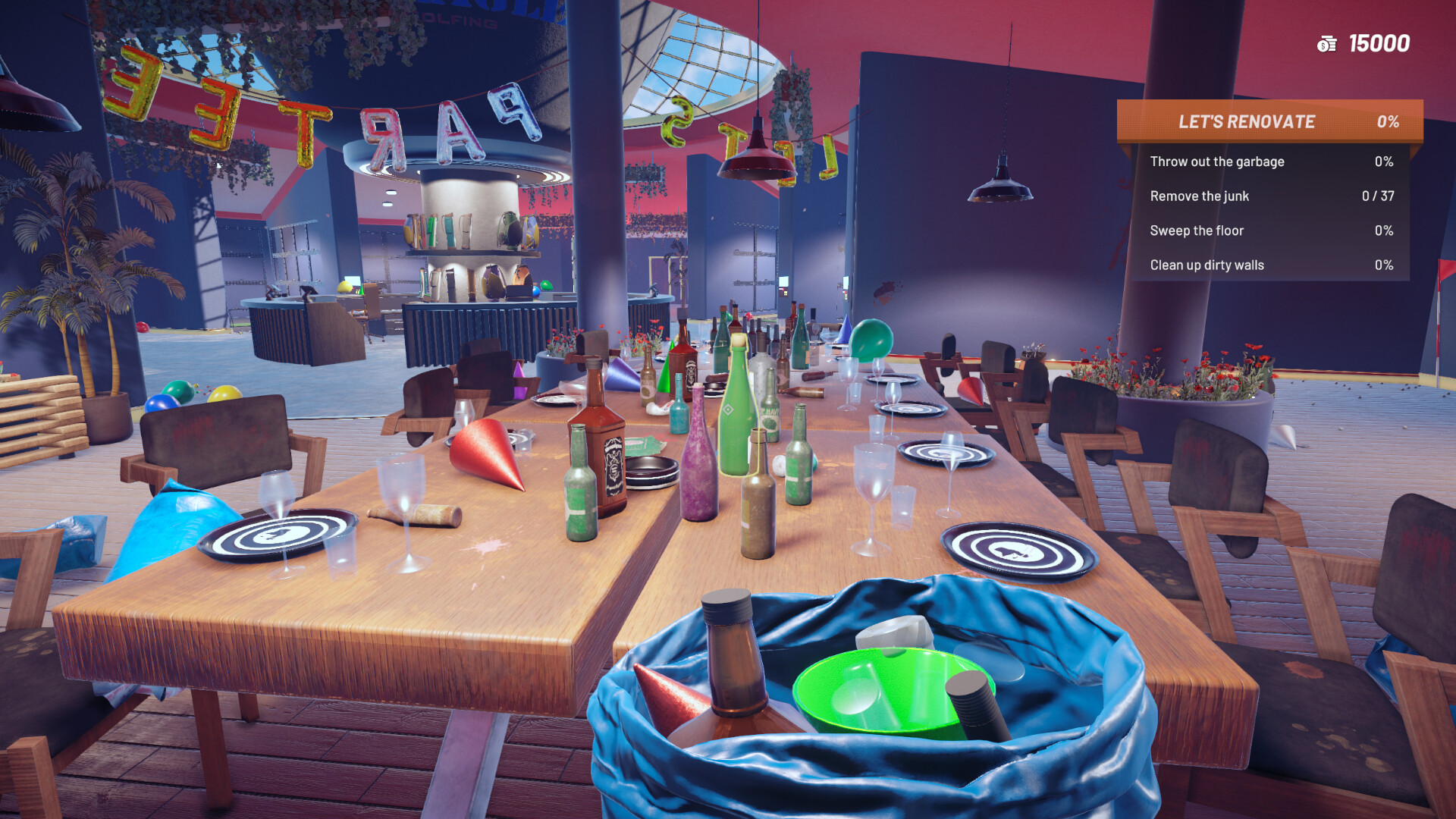 Sports: Renovations gameplay showing the active renovation objectives